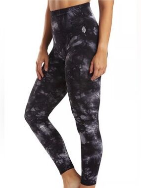 Free People Black & Gray Marble Tie-Dye High-Rise Leggings